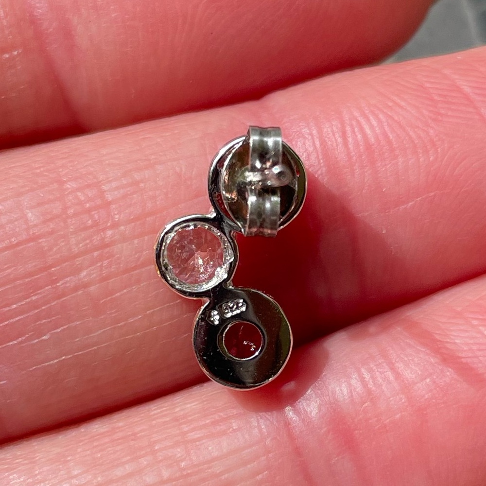 Ruby/CZ Stones Sterling Silver Necklace ER Set - Picture 13 of 14